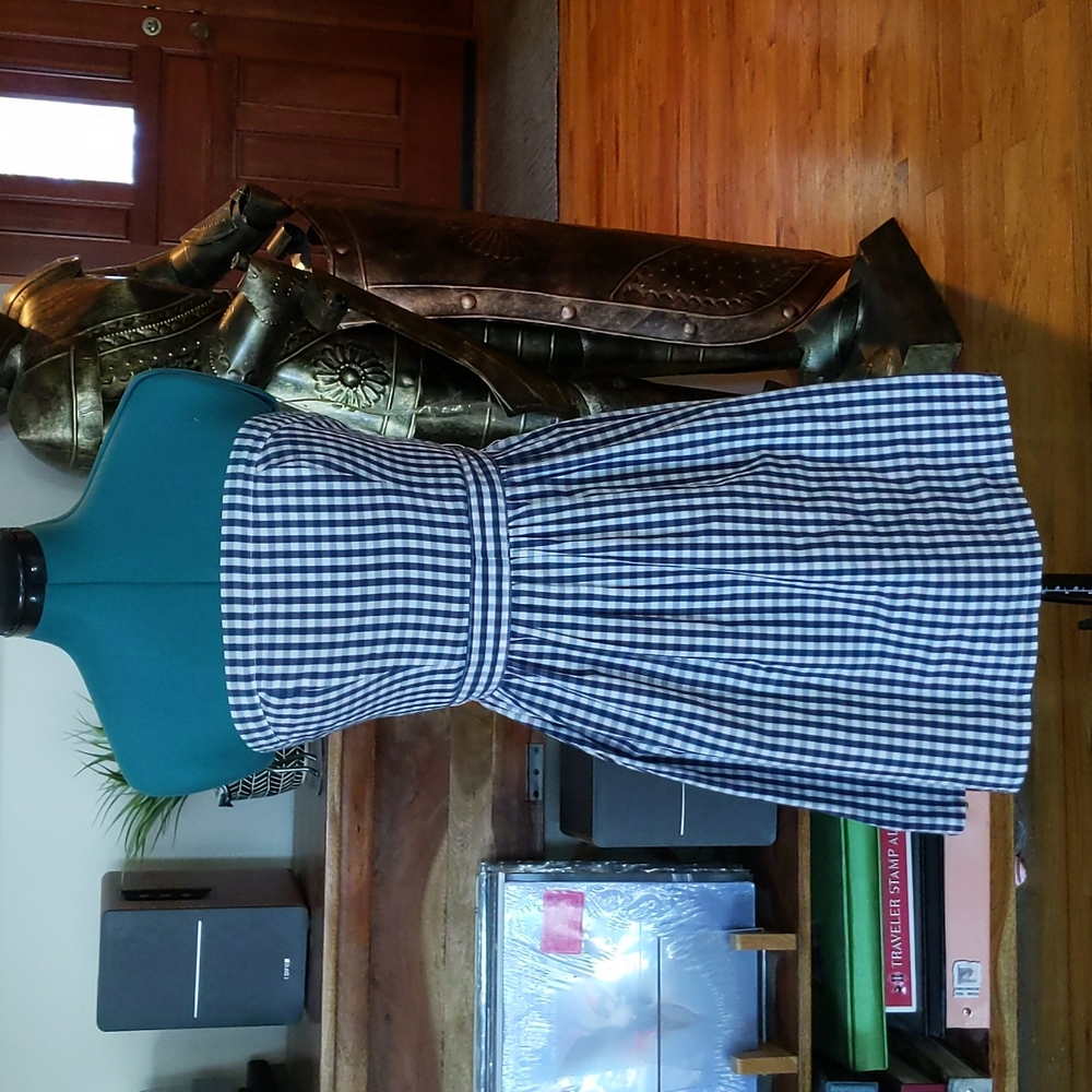 Strapless gingham dress